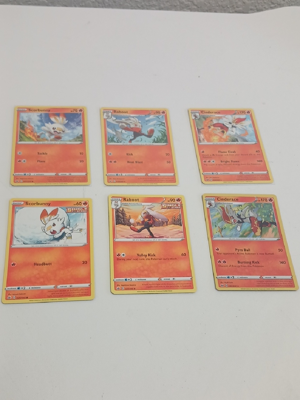 Pokemon TCG Red Fire-Type Card Lot - Scorbunny, Raboot & Cinderace